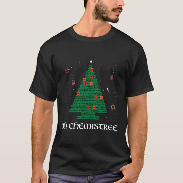 Oh Chemistree Green Periodic Table Christmas Tree T-Shirt (Front)