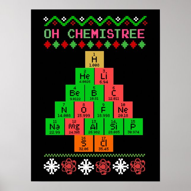 Oh Chemistree - Ugly Christmas Sweater For Chemist Poster (Front)