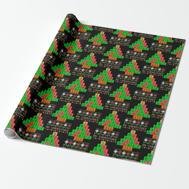 Oh Chemistree - Ugly Christmas Sweater For Chemist Wrapping Paper (Unrolled)