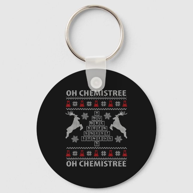 Oh Chemistree Ugly Christmas Sweater Science Stude Key Ring (Front)
