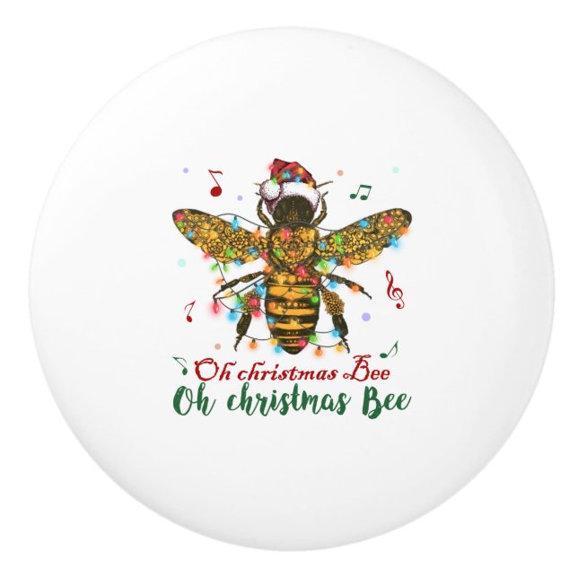 Oh Christmas Bee Oh Christmas Bee Light Ceramic Knob (Front)