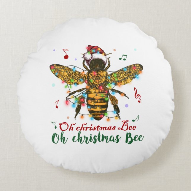 Oh Christmas Bee Oh Christmas Bee Light Round Cushion (Front)