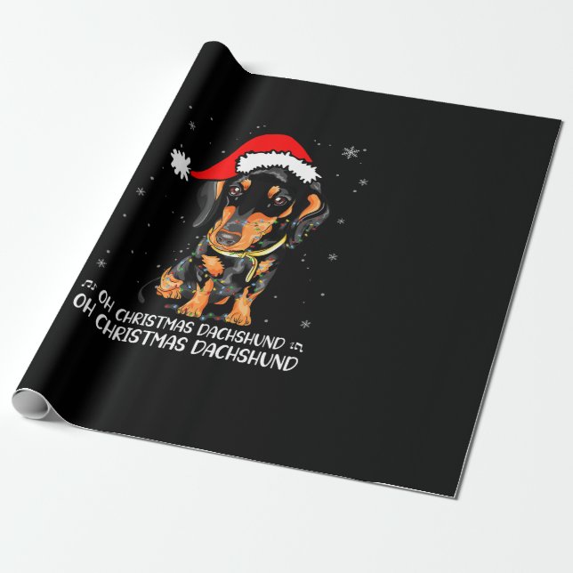 oh christmas dachshund oh christmas Wrapping Paper (Unrolled)