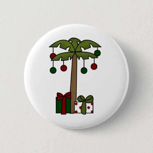 Oh Christmas Palm Tree 6 Cm Round Badge (Front)