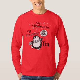 Oh Christmas Tea Penguin Art - Tea Lover T-Shirt