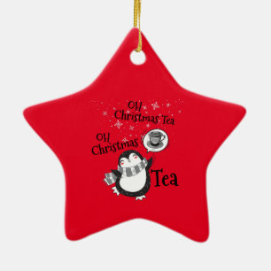 Oh Christmas Tea Penguin Lover - Tea Drinker Ceramic Tree Decoration