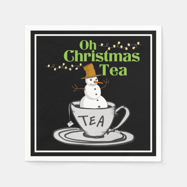 Oh Christmas Tea - Tea Lover Xmas Holiday Napkin (Front)