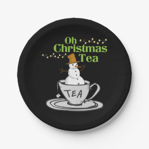Oh Christmas Tea - Tea Lover Xmas Holiday Paper Plate