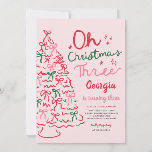 Oh Christmas Three Coquette Christmas 3rd Birthday Invitation