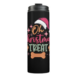 Oh Christmas Treat Funny Pink Christmas Dog T shir Thermal Tumbler