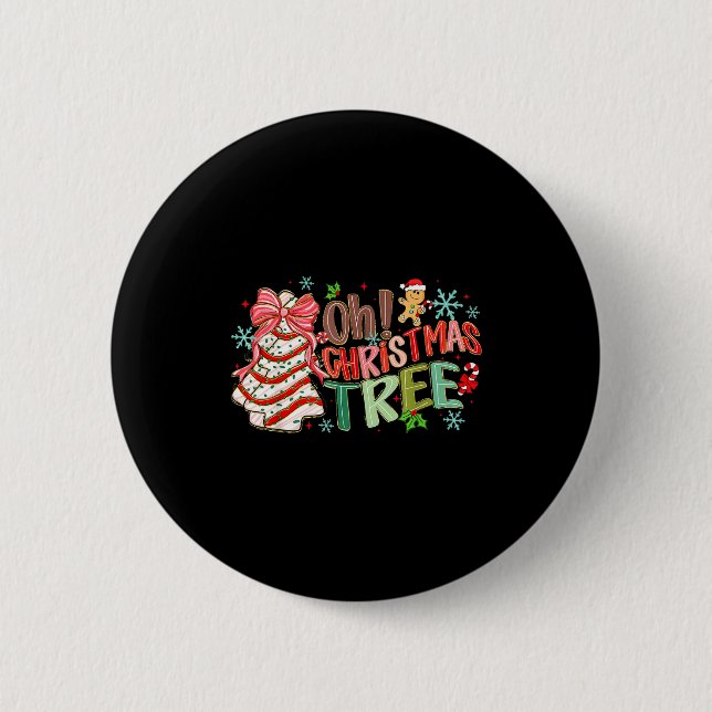 Oh Christmas Tree Cakes Debbie Becky Jen Cake Love 6 Cm Round Badge (Front)