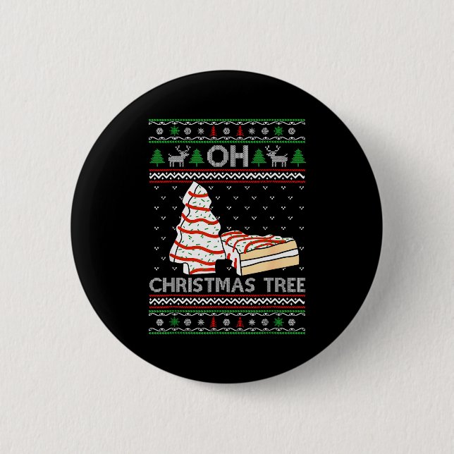 Oh Christmas Tree Cakes Debbie Becky Jen Cake Love 6 Cm Round Badge (Front)