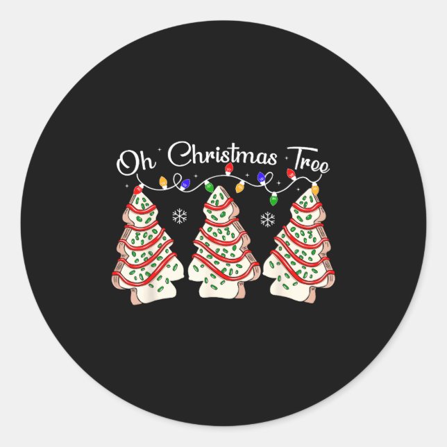 Oh Christmas Tree Cakes Debbie Becky Jen Cake Love Classic Round Sticker (Front)