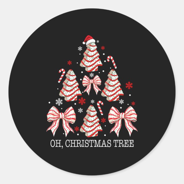 Oh Christmas Tree Cakes Debbie Becky Jen Cake Love Classic Round Sticker (Front)