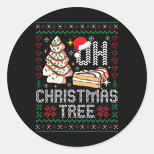 Oh Christmas Tree Cakes Debbie Becky Jen Cake Ugly Classic Round Sticker