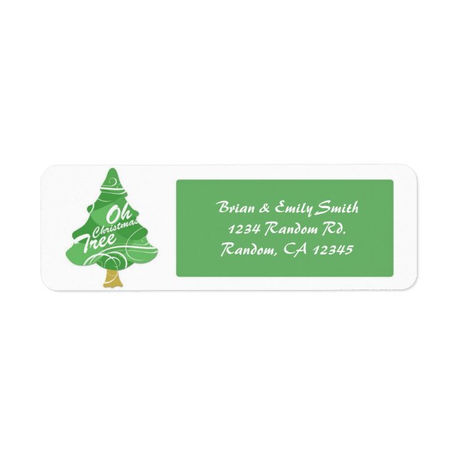 Oh Christmas tree green white custom labels (Front)