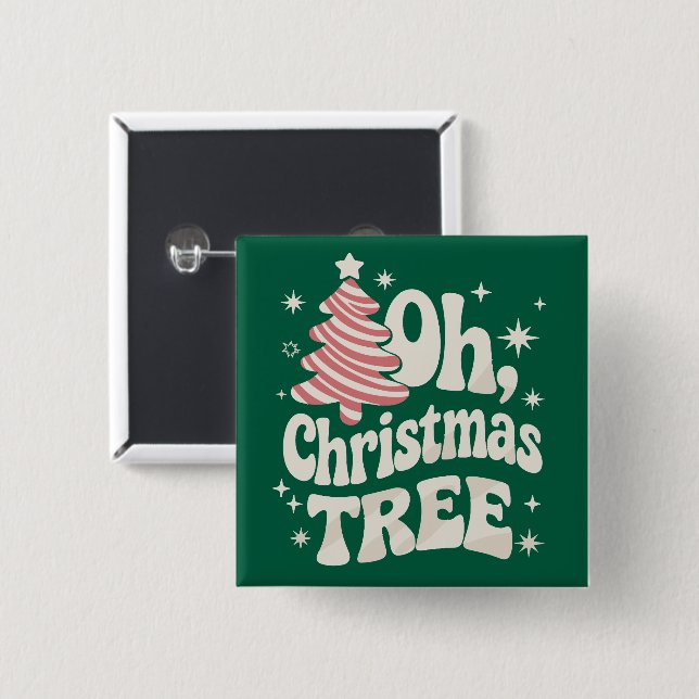 Oh Christmas Tree Light Merry Christmas Xmas  15 Cm Square Badge (Front & Back)