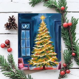 Oh Christmas Tree Merry Watercolor Holiday Postcard