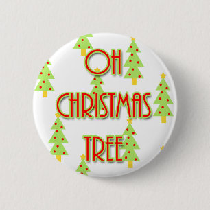 oh christmas tree mid century modern green red 6 cm round badge