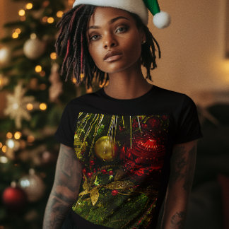 Oh Christmas Tree Red & Gold Ornaments Women's T-Shirt