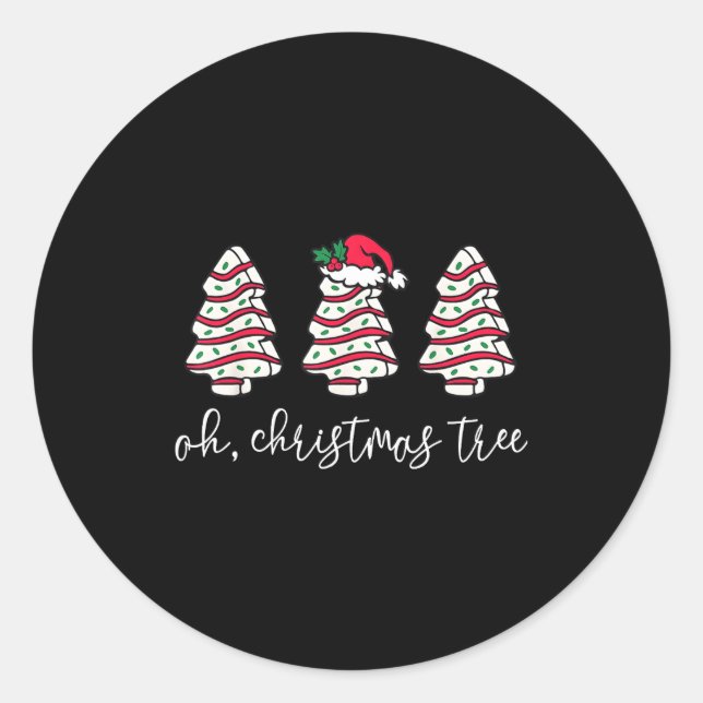 Oh Christmas Tree Sweater Christmas Tree Cake Farm Classic Round Sticker (Front)