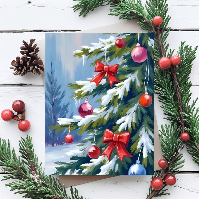 Oh Christmas Tree Watercolor Painting Holiday Postcard (Creator Uploaded)