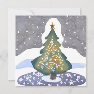Oh Christmas Tree Watercolor Winter Painting Holiday Card