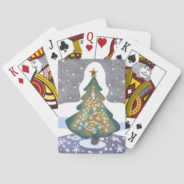 Oh Christmas Tree | Watercolor Winter Painting Playing Cards (Back)