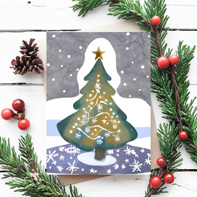 Oh Christmas Tree | Watercolor Winter Painting Postcard (Creator Uploaded)