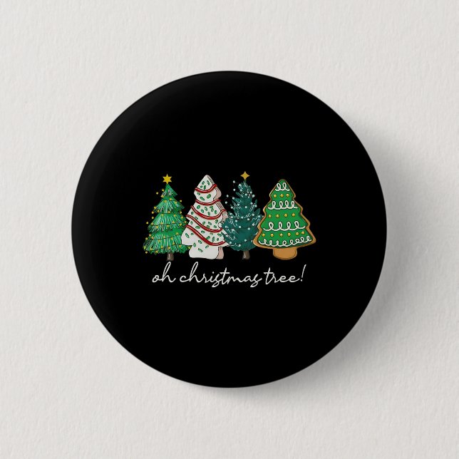 Oh Christmas Trees Cakes Debbie Becky Jen Xmas Paj 6 Cm Round Badge (Front)