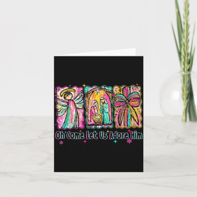 Oh Come Let Us Adore Him Christian Christmas Coque Card (Front)