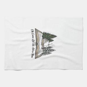 Oh Come Let Us Adore Him Christmas Book Design_1 Tea Towel