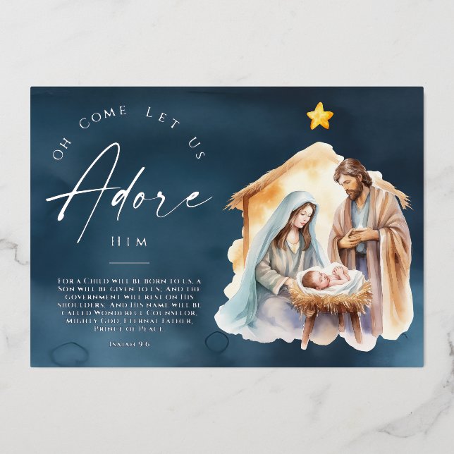 Oh Come Let Us Adore Him Christmas Silver (Front)