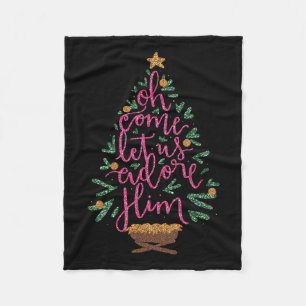 Oh Come Let Us Adore Him Jesus Christmas Christian Fleece Blanket