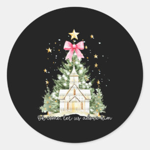 Oh Come Let Us Adore Him Jesus Christmas Tree Coqu Classic Round Sticker