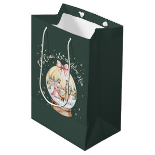 Oh Come Let Us Adore Him Jesus Xmas Pink Coquette Medium Gift Bag