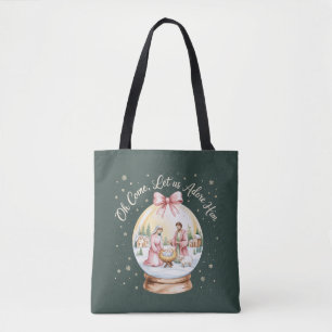 Oh Come Let Us Adore Him Jesus Xmas Pink Coquette Tote Bag