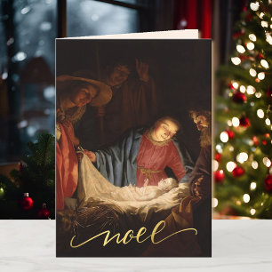 Oh Come Let Us Adore Him Nativity Christmas Holiday Card