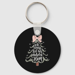 Oh Come Let Us Adore Him Nativity Christmas Tree C Key Ring