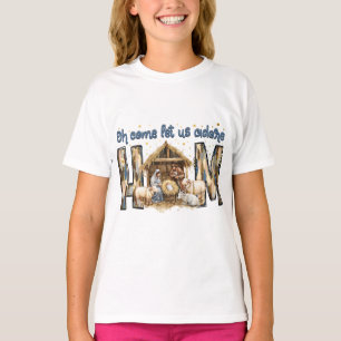 Oh Come Let Us Adore Him - Nativity Scene Girls' T-Shirt