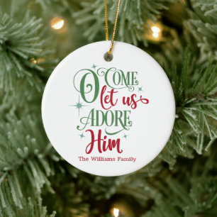 Oh Come Let Us Adore Him Photo Christmas Ceramic Tree Decoration