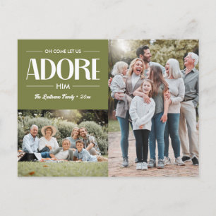 Oh Come Let Us Adore Him SAGE Christian 2 Photo Holiday Postcard