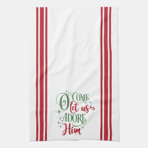 Oh Come Let Us Adore Him Tea Towel