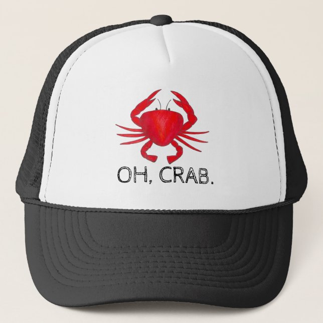 Oh, Crab (Crap) Red Baltimore Maryland Seafood Trucker Hat (Front)