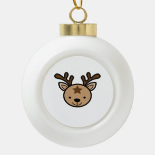 Oh Cute Deer Minimal Design Ceramic Ball Christmas Ornament