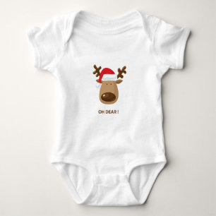 Oh Dear! Funny Reindeer Christmas Pun Holiday Gift Baby Bodysuit