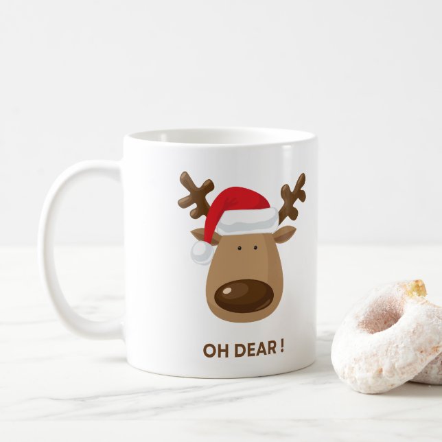 Oh Dear Funny Reindeer Holiday for families  Coffee Mug (With Donut)
