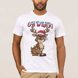 Oh Dear Grumpy Reindeer Christmas Lights Funny T-Shirt