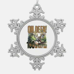 Oh Deer 100 Days Of School Deer Hunting Celebratio Snowflake Pewter Christmas Ornament