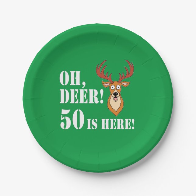 Oh Deer 50th Birthday Paper Plate (Front)